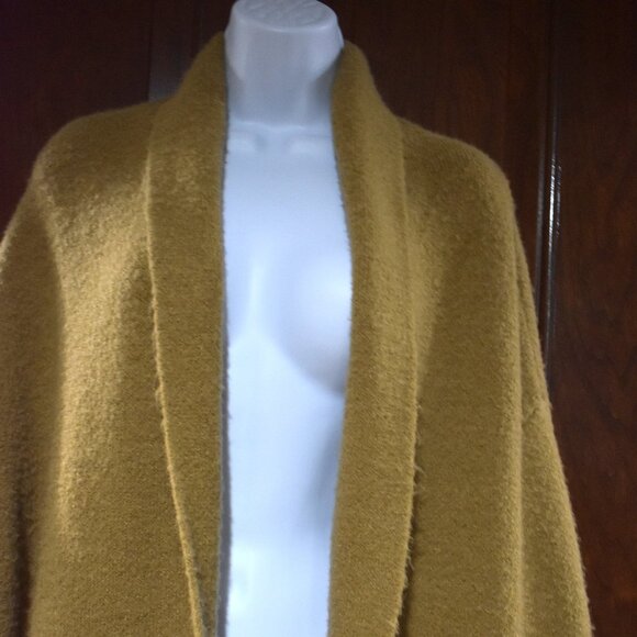 Decker Oversized Sweater Jacket Size S/M Camel Brown Navy Blue Open Front Comfy - Picture 6 of 13